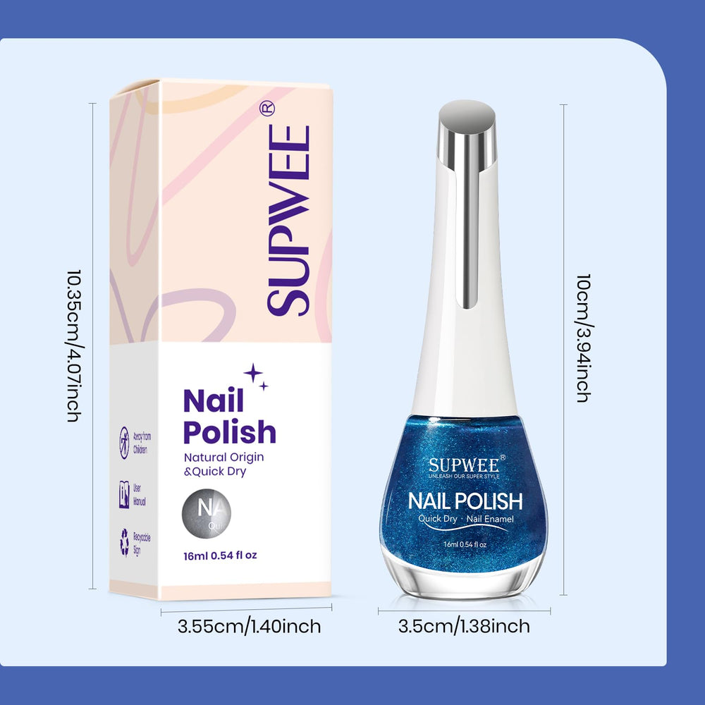 SUPWEE Blue Magnetic Nail Polish application steps guide clear use.