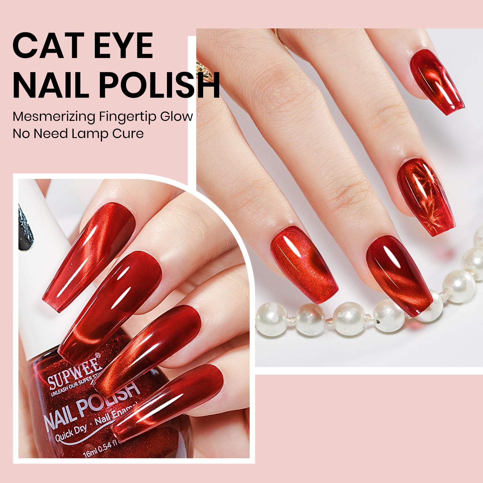 SUPWEE Steps demonstrating bottle with magnet for cat-eye effect