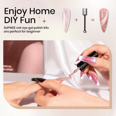 SUPWEE cat eye gel polish bottle being cured under UV/LED lamp