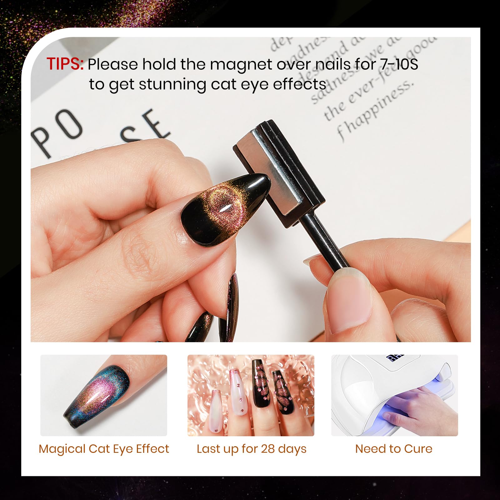 SUPWEE cat eye gel polish provides long-lasting wear with proper cure.
