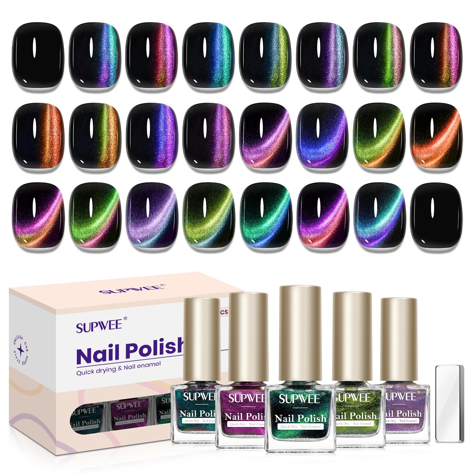 SUPWEE cat-eye nail polish 12-color set for versatile daily looks