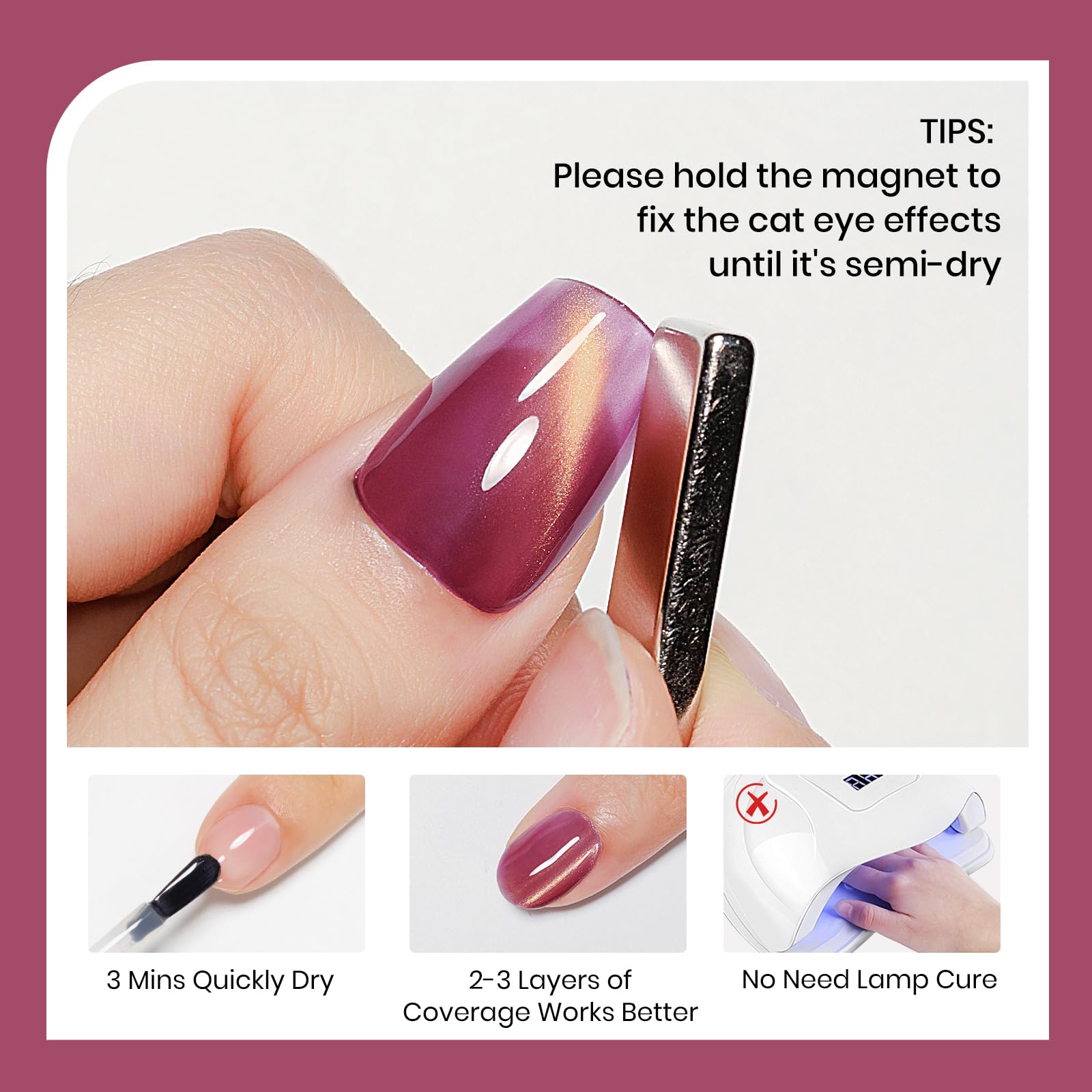 SUPWEE cat-eye polish close-up, air-drying shimmer