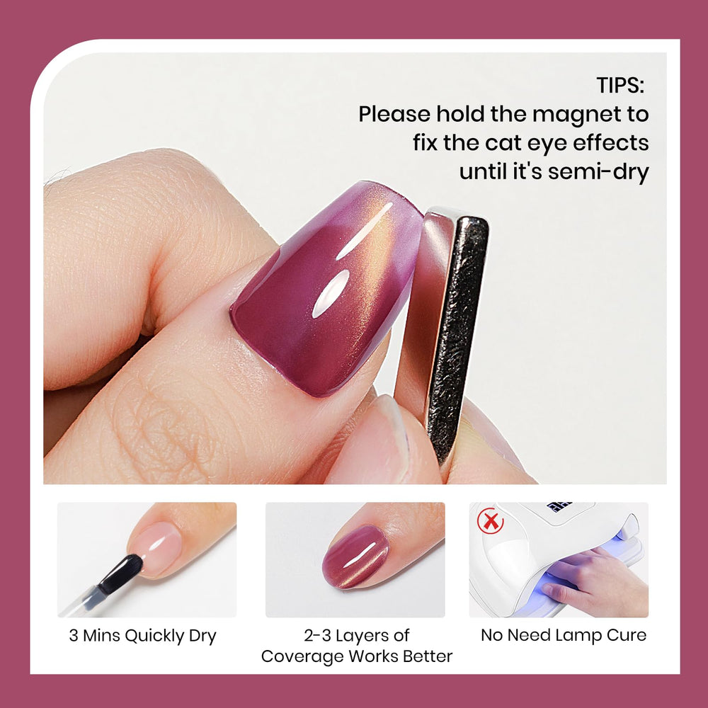 SUPWEE cat-eye polish close-up, air-drying shimmer