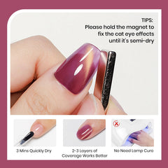 SUPWEE cat-eye polish close-up, air-drying shimmer