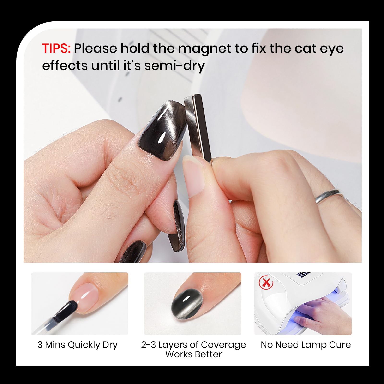 SUPWEE cat-eye nail polish coats show how layering creates depth and vibrant shimmer
