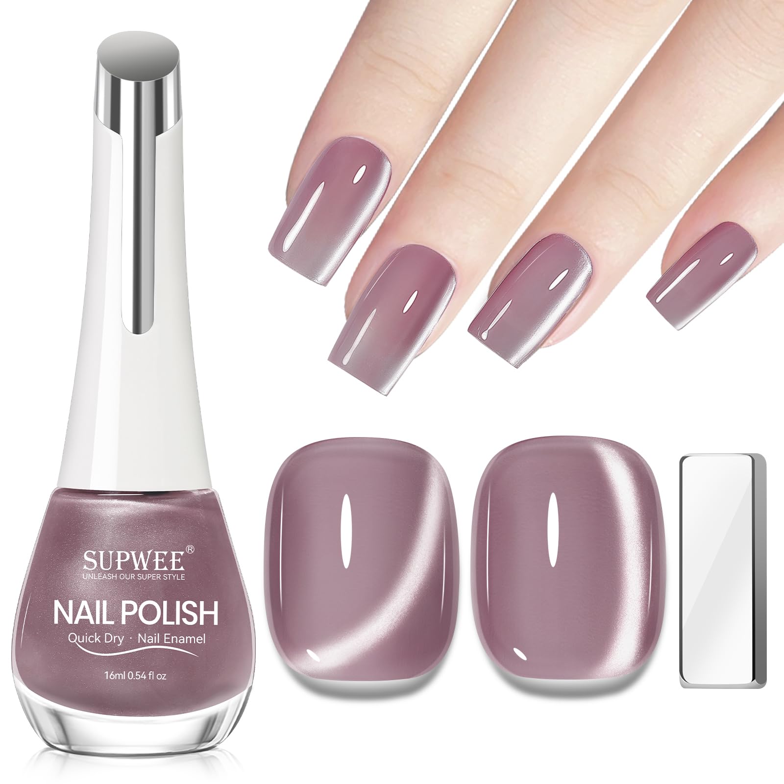 SUPWEE Cat Eye Nail Polish bottle close-up with bold shimmer for statement nails