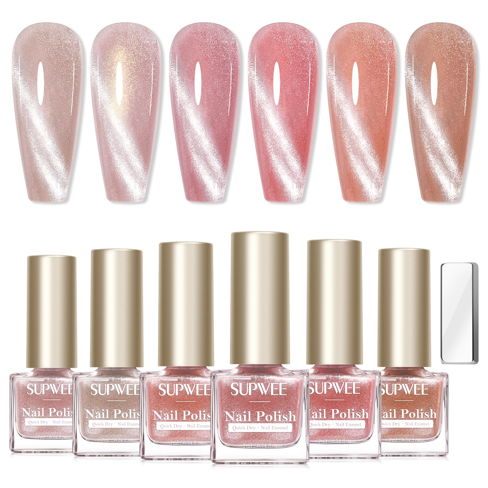 SUPWEE Cat Eye Light Pink magnetic nail polish for quick glossy nails