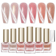 SUPWEE Cat Eye Light Pink magnetic nail polish for quick glossy nails
