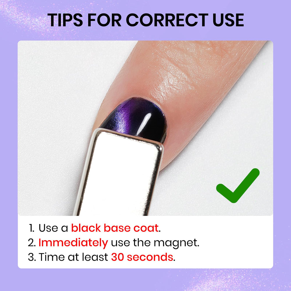 SUPWEE cat-eye nail polish magnet in action delivers dramatic, subtle shifts under light.