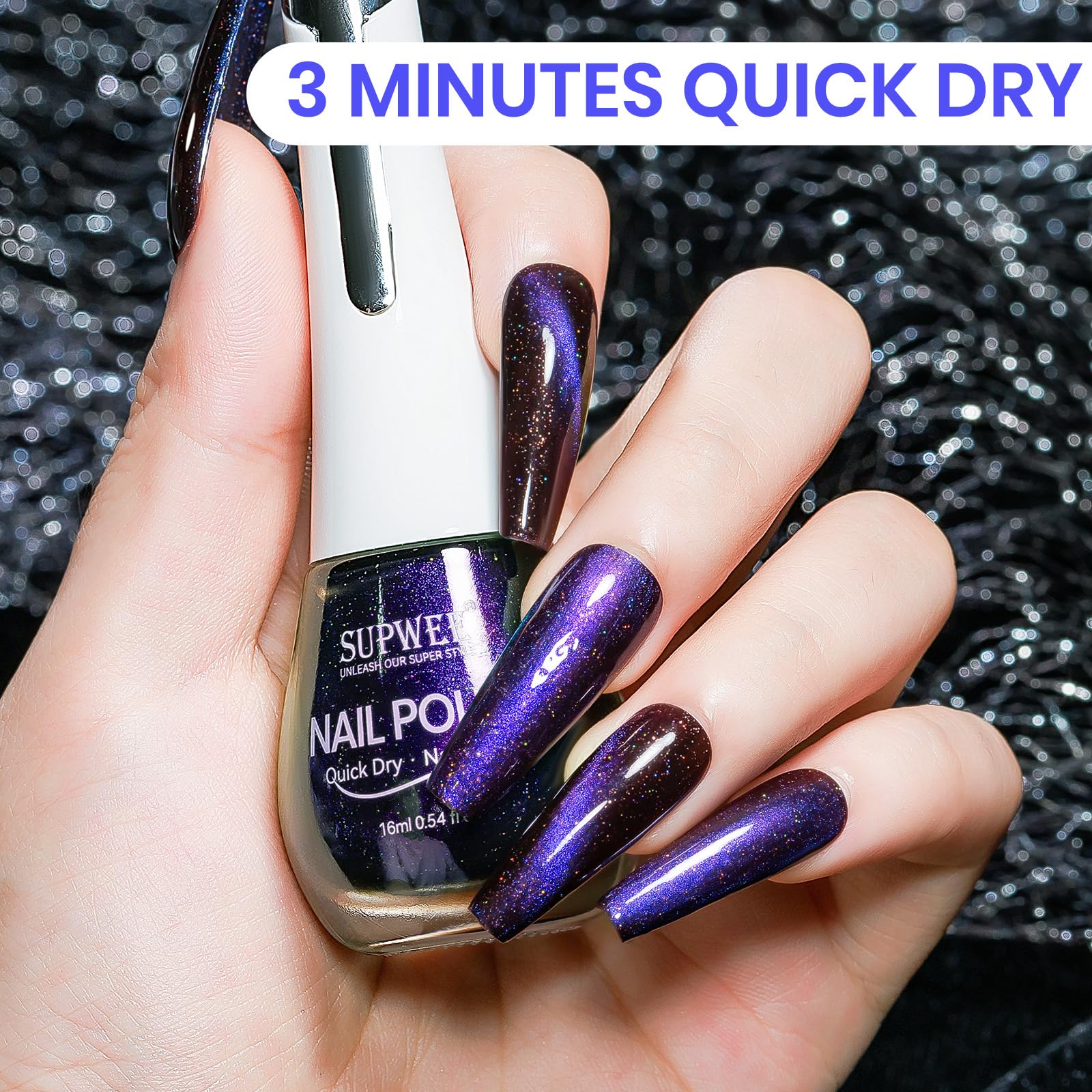 SUPWEE cat-eye shades on nails suited for office or evening.
