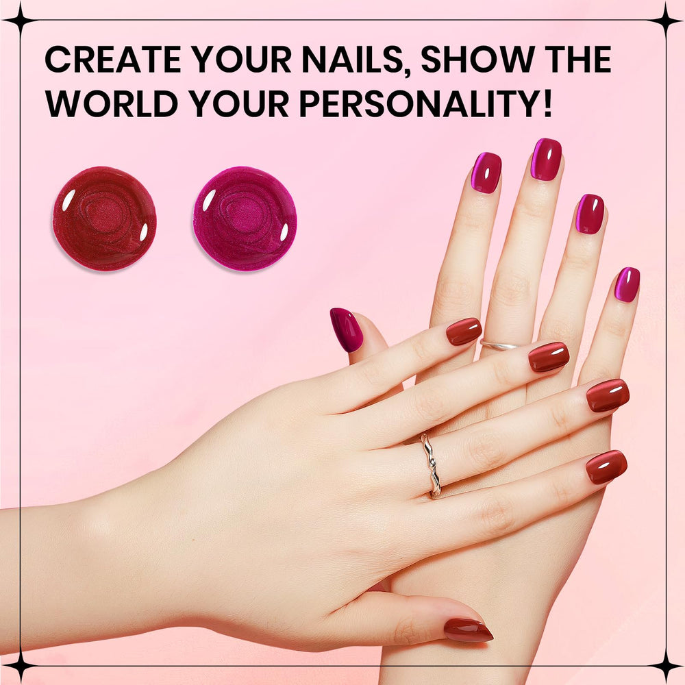 SUPWEE cat-eye nails in red with glassy finish