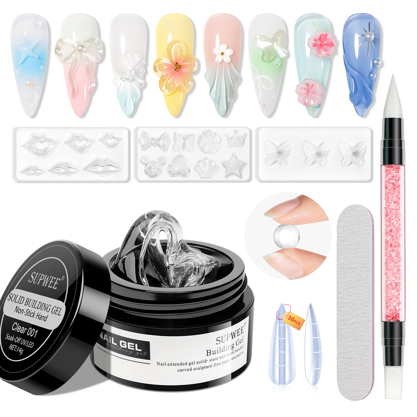 SUPWEE Clear 3D Nail Gel box with at-home sculpting potential