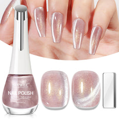 SUPWEE pink cat-eye nail polish bottle with aurora shimmer for chic nails