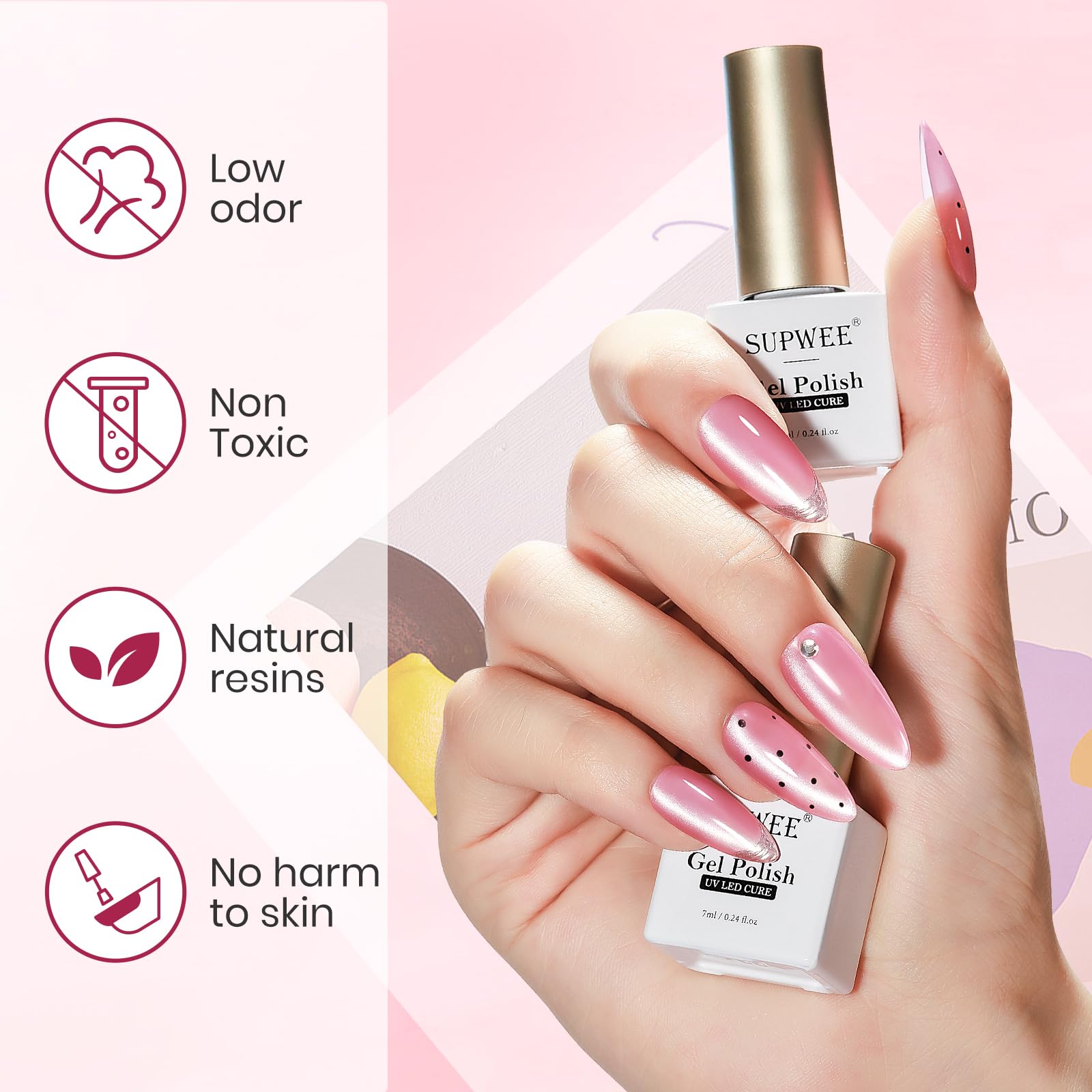 SUPWEE crystal shine cat eye gel polish captures mirror-like drama on nails