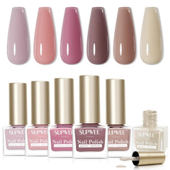 SUPWEE fall-winter nail polish set bottles in macaron tones for stylish manicures.