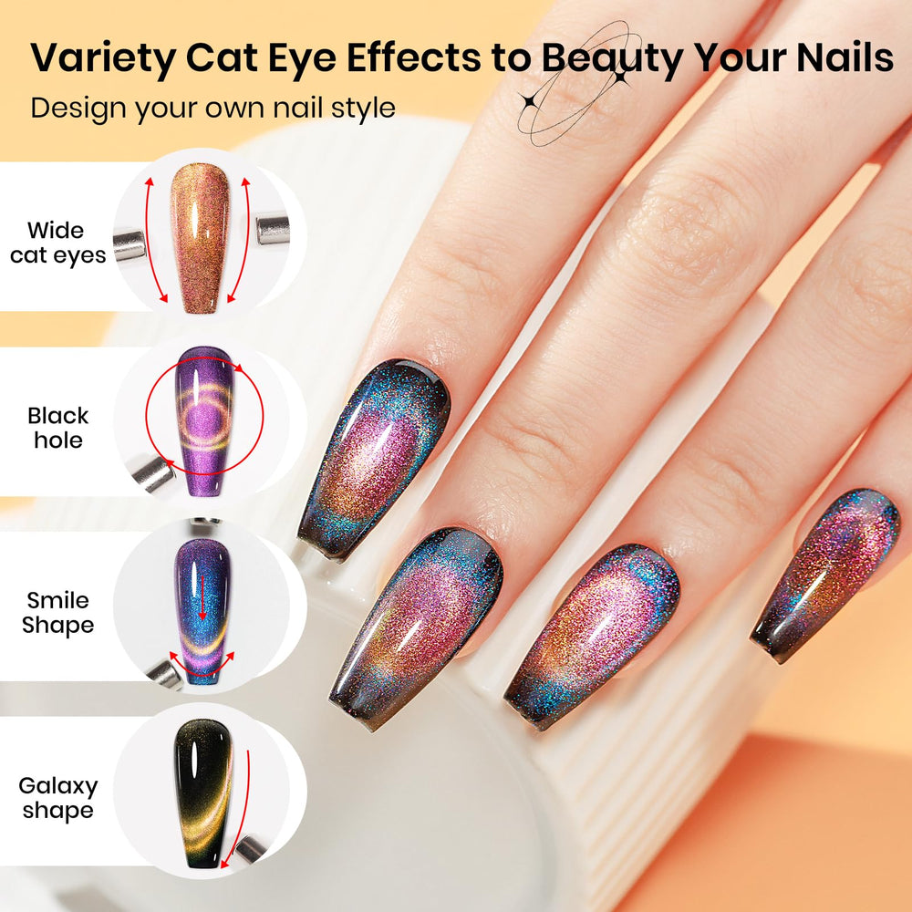 SUPWEE magnetic stick enables dynamic cat eye designs on nails.