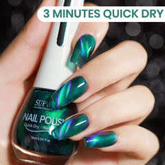 SUPWEE green polish drying closeup highlights fast three-minute dry time