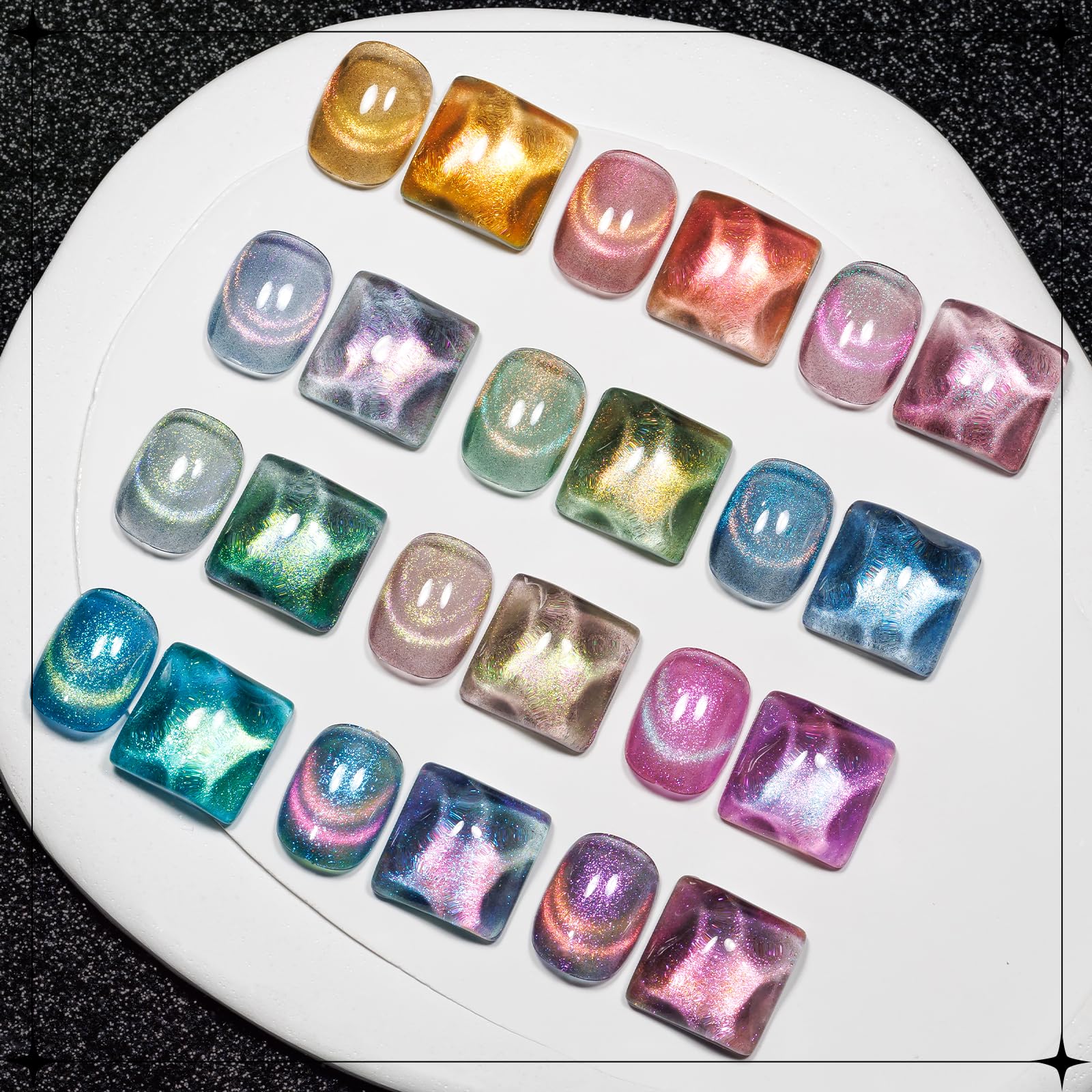 SUPWEE cat eye gel polish demonstrates starry sky effect using magnet.