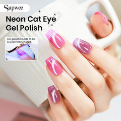 SUPWEE magnet demonstrates cat-eye effect on nails.