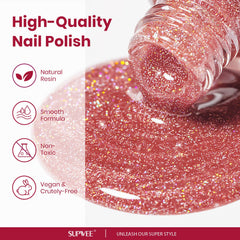 SUPWEE glitter on nails shows mermaid shimmer catching light.