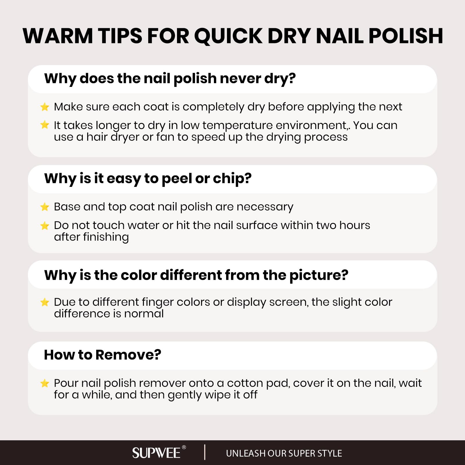 SUPWEE nail polish swatch for at-home nail art testing
