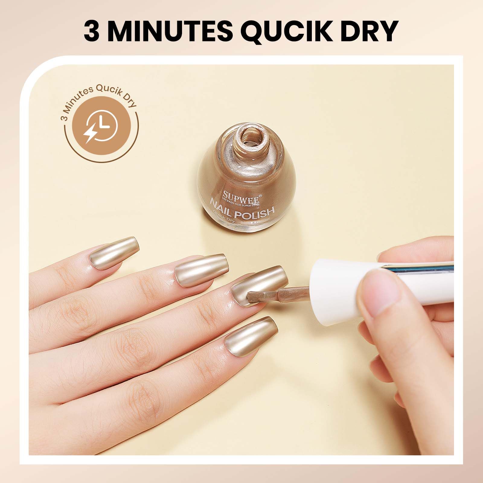 First coat drying quickly on nails with SUPWEE polish