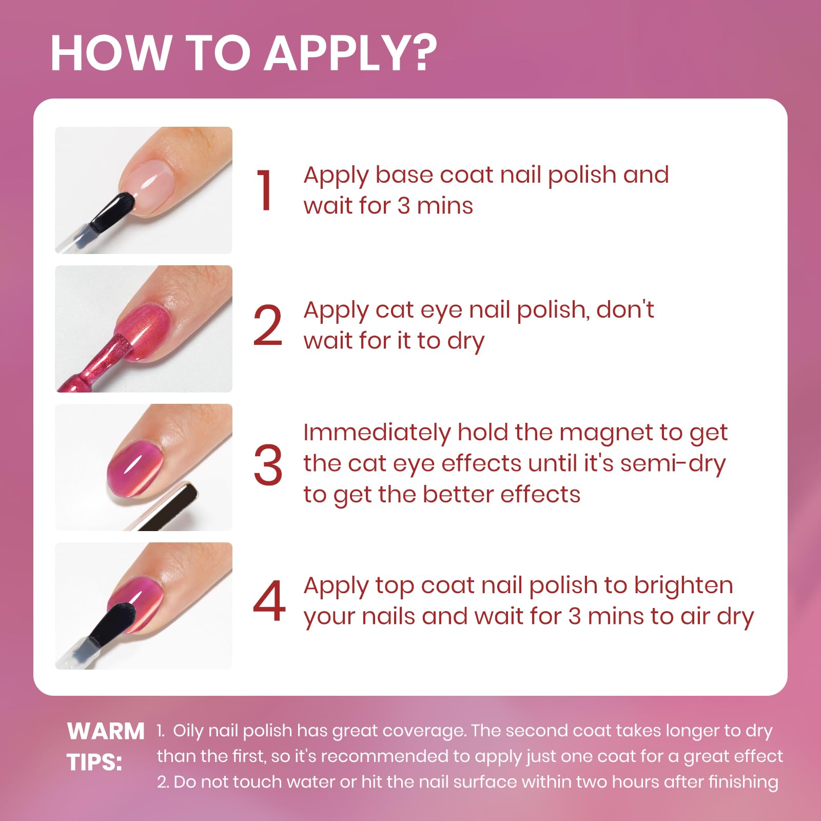 SUPWEE magnet-use tips help achieve a sharp cat-eye effect