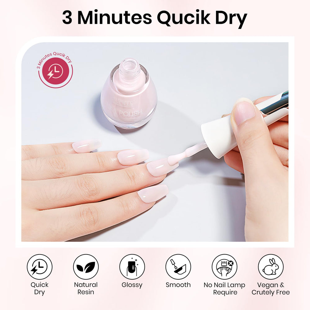 Nails air-drying without a lamp, ready for color
