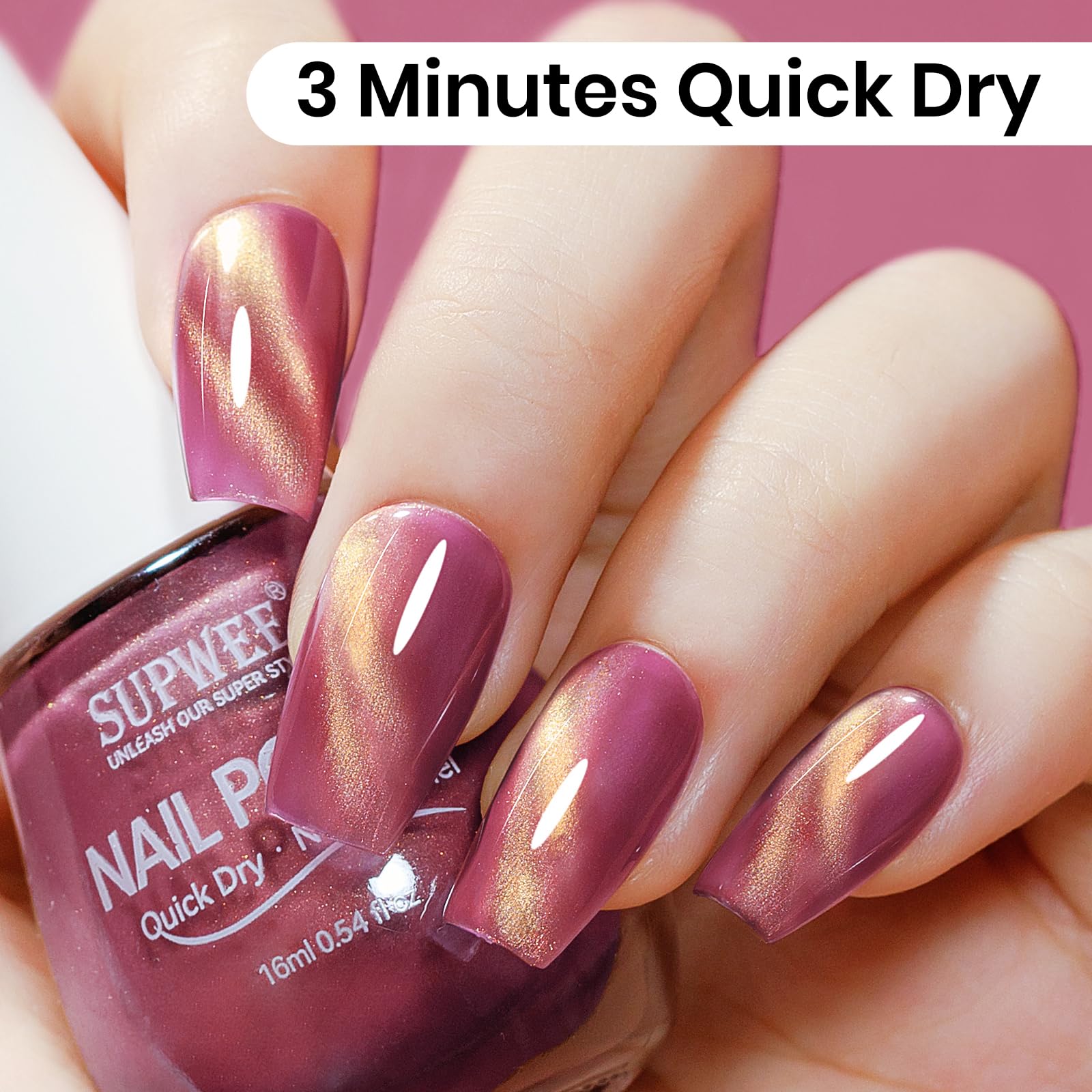 SUPWEE oil-based formula swatch showing long-lasting shine