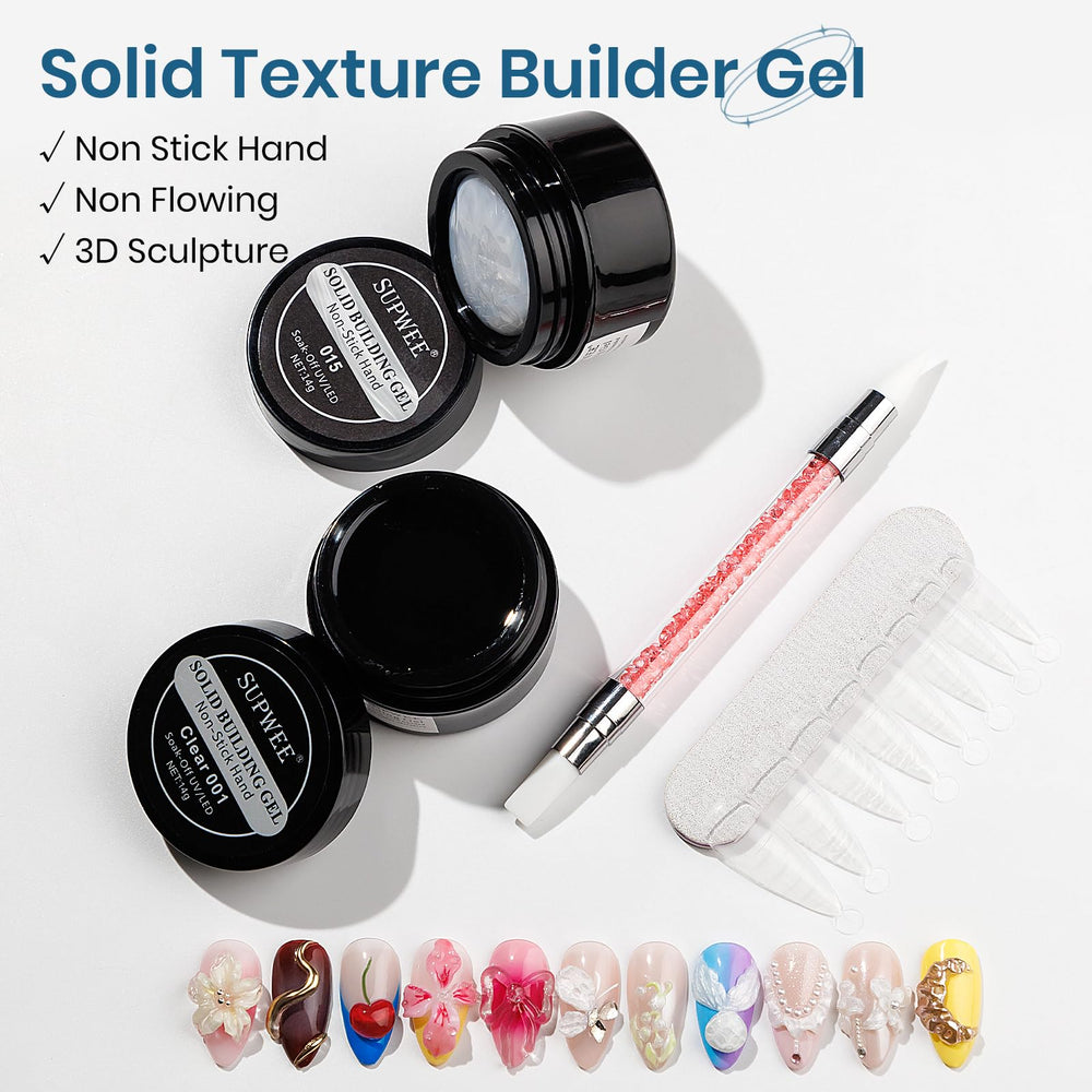 Supwee Pearl White solid gel for elegant 3D sculptures and carving at home.
