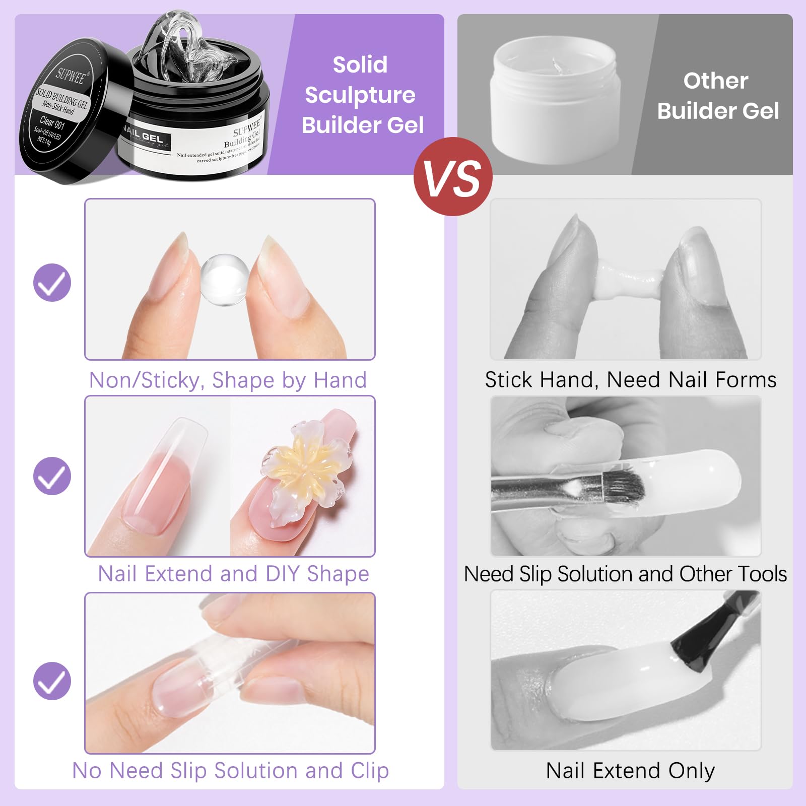 SUPWEE pearl white gel extension 14g for subtle iridescent designs