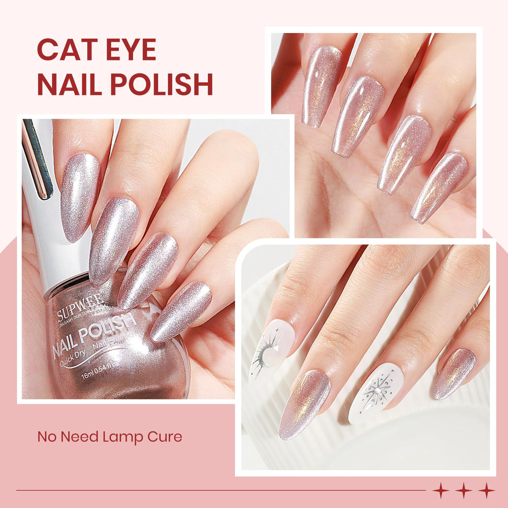 SUPWEE pink aurora cat-eye polish ready to apply