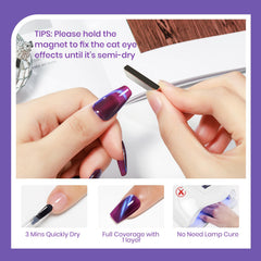 SUPWEE purple cat-eye nail art swatch highlights bold purple shade on nails
