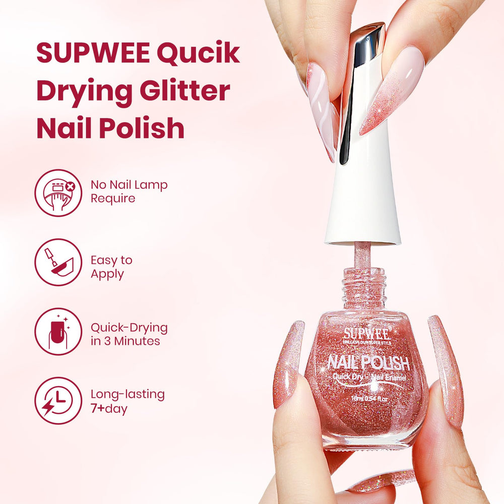 SUPWEE bottle with brush showing smooth application for flawless manicure.