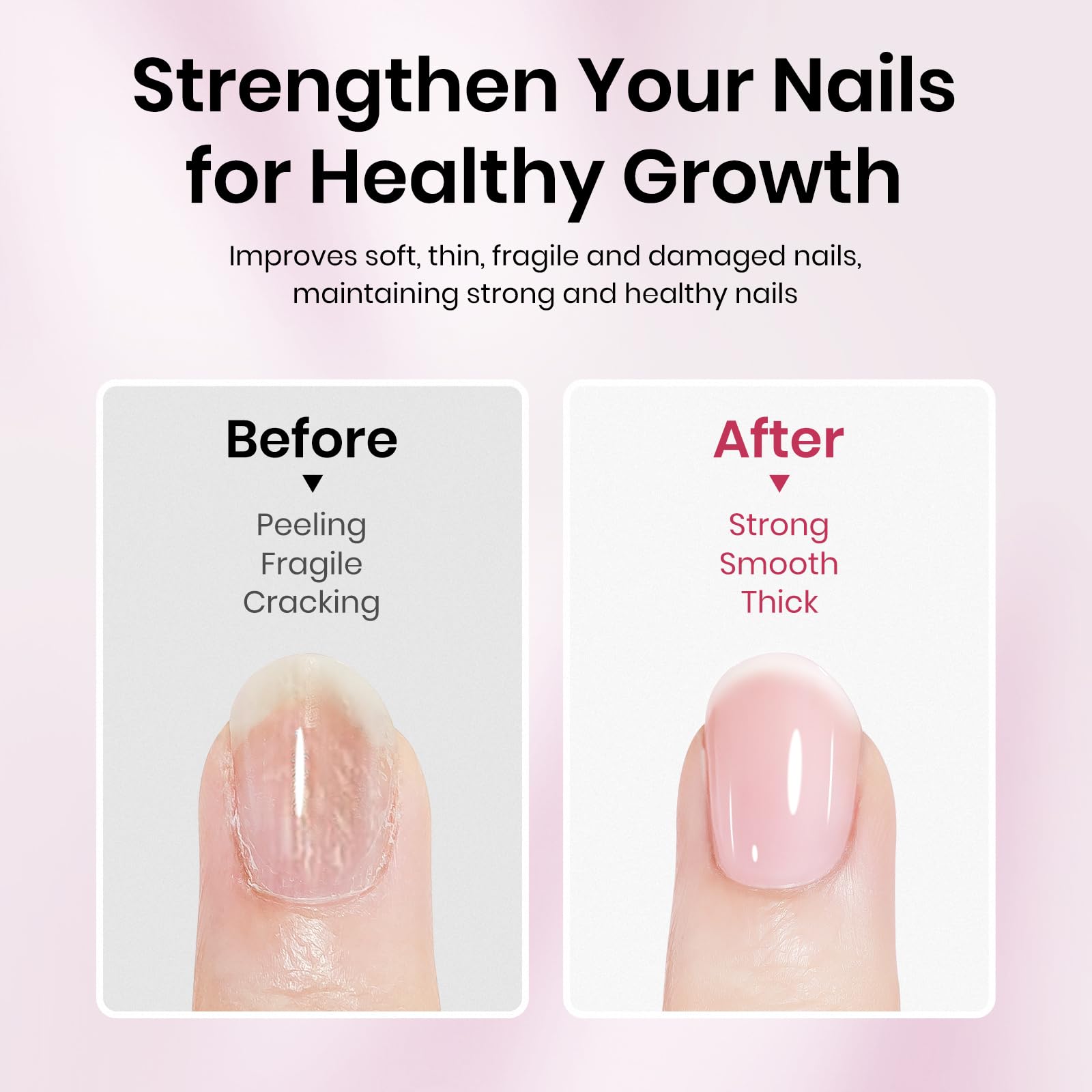 Before and after nails with SUPWEE reveal smoother, stronger-looking nails