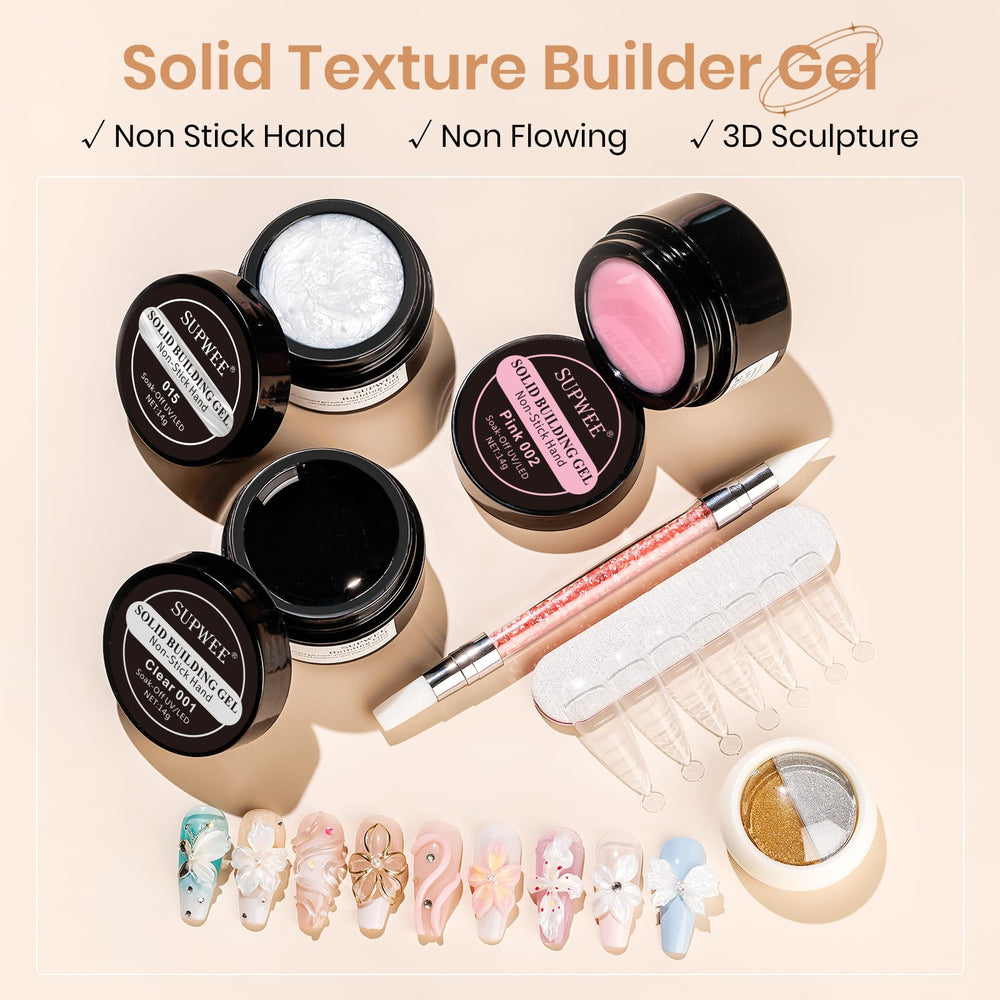 SUPWEE solid builder gel clear for seamless nail extensions at home.