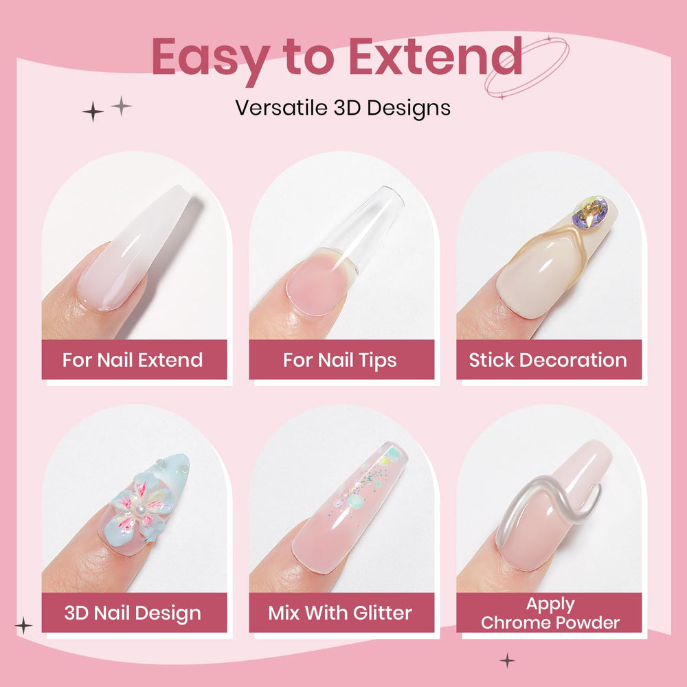 SUPWEE nude gel for natural looking nails with subtle glow.