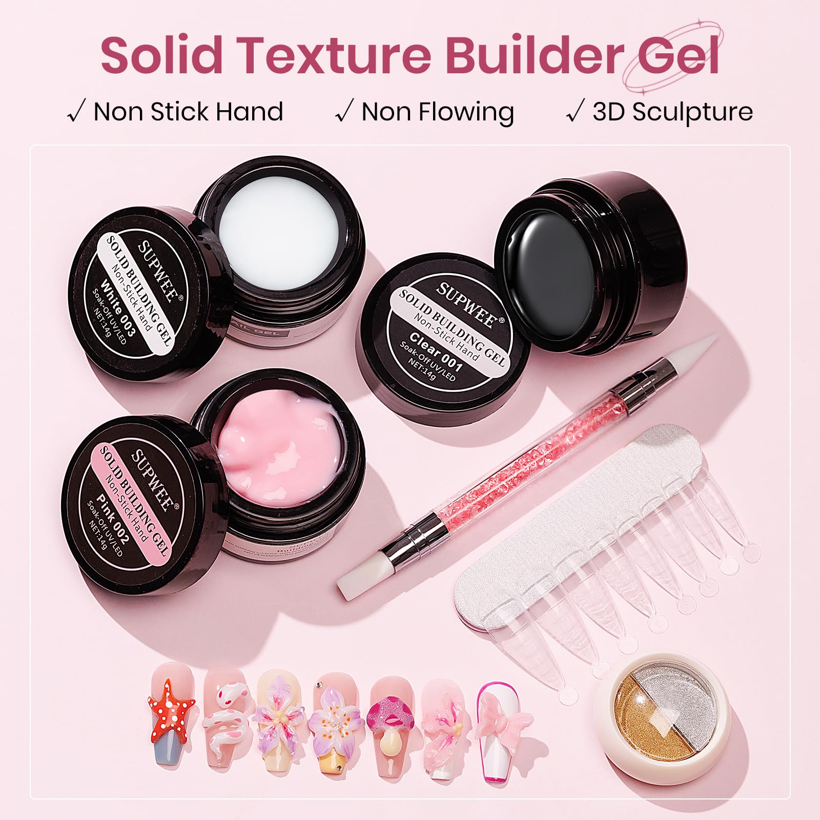 SUPWEE White solid builder gel for clean sculpted nails at home.