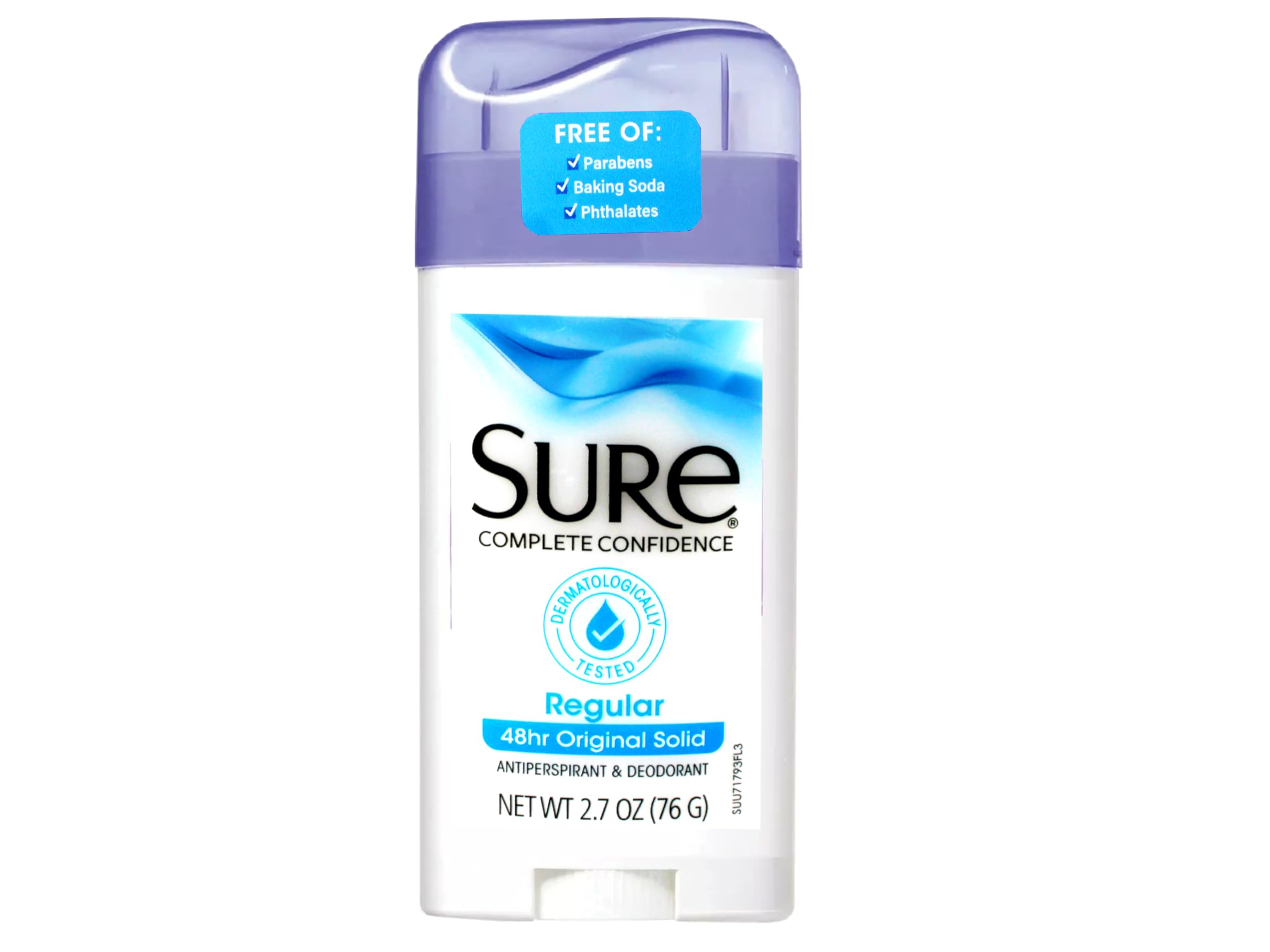 Sure Original Solid Antiperspirant 2-pack back label with usage notes.