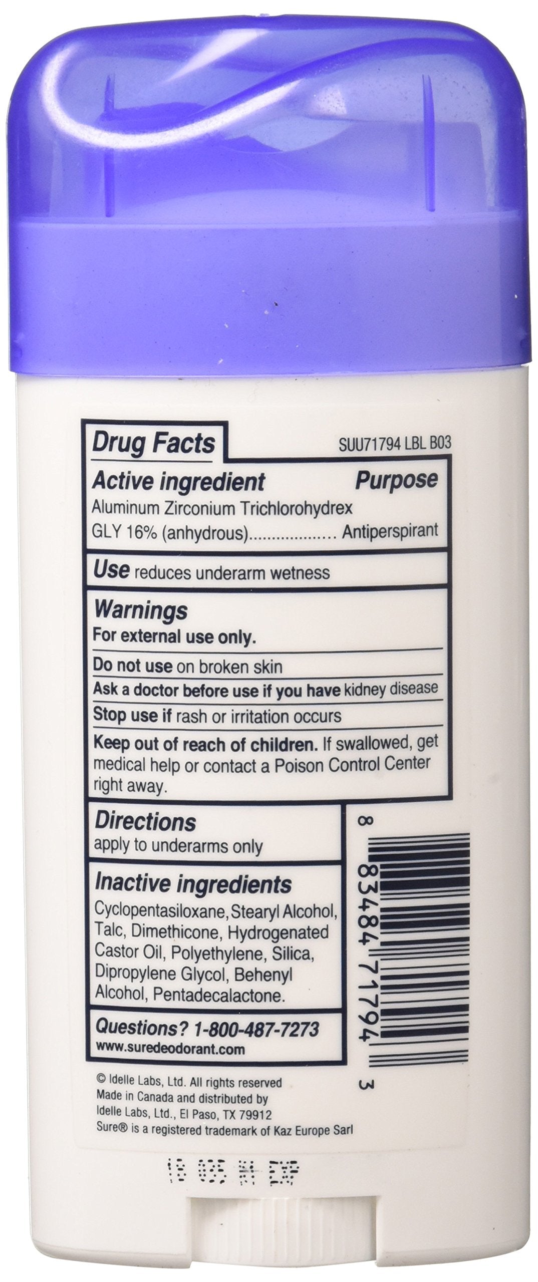 Sure original unscented deodorant stick in use provides daily protection.