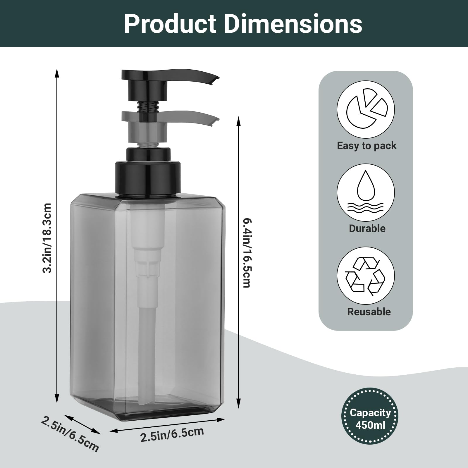Suream pump dispenser bottle with wide mouth, easy to refill liquids
