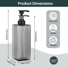 SUREAM square grey bottles with pump for tidy vanity organization