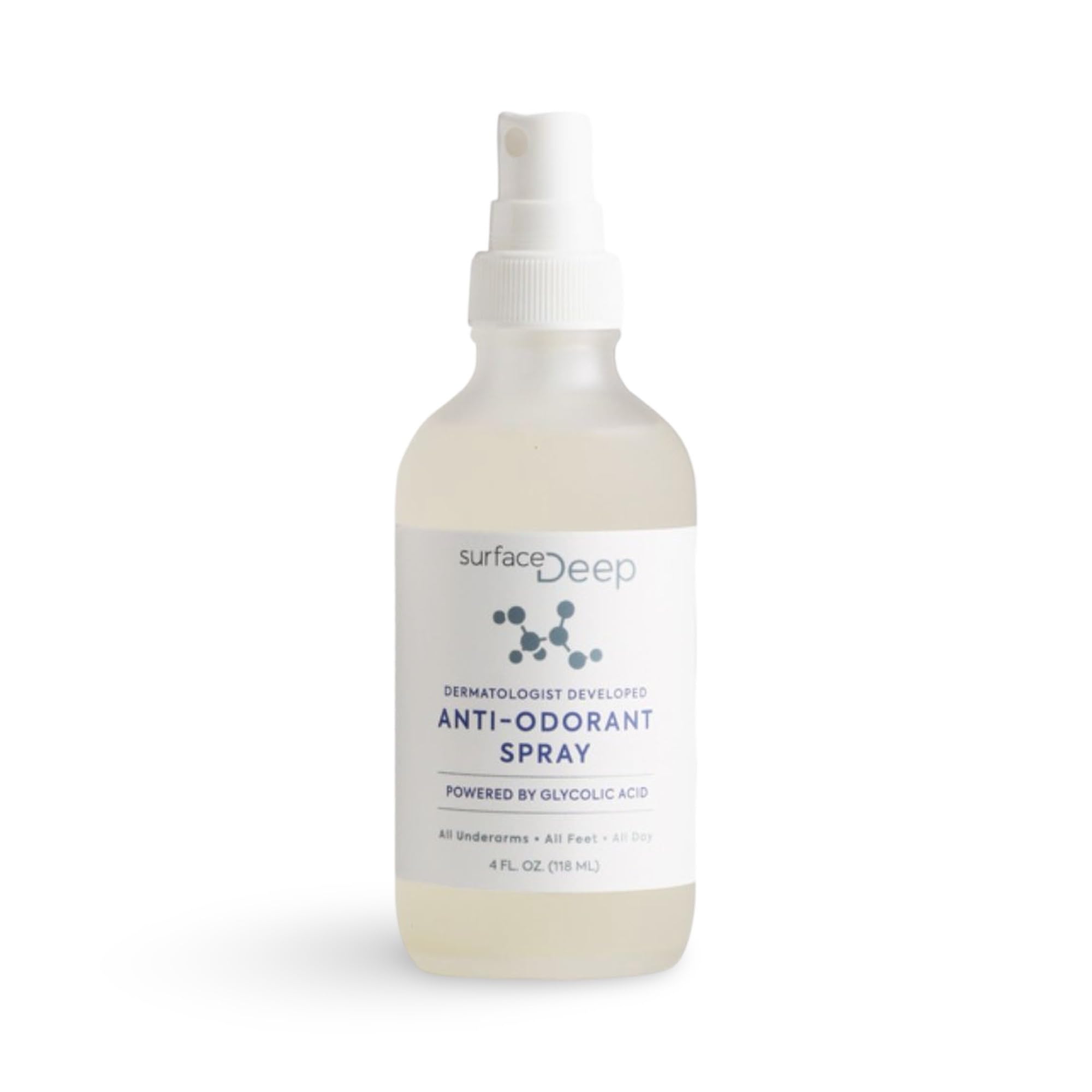 Surface Deep anti-odorant spray bottle front view showing all-day freshness.