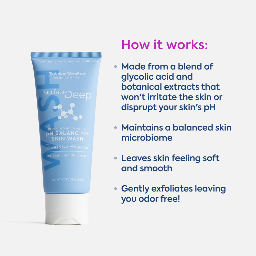Surface Deep PH Balancing Wash post biotics drops support balanced skin