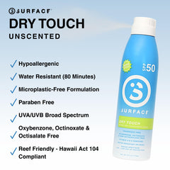 Continuous spray on shoulder shows dry-touch finish for comfortable coverage