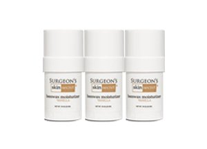 Surgeon's Skin Secret vanilla beeswax twist-stick gliding over dry skin to soothe and moisturize.