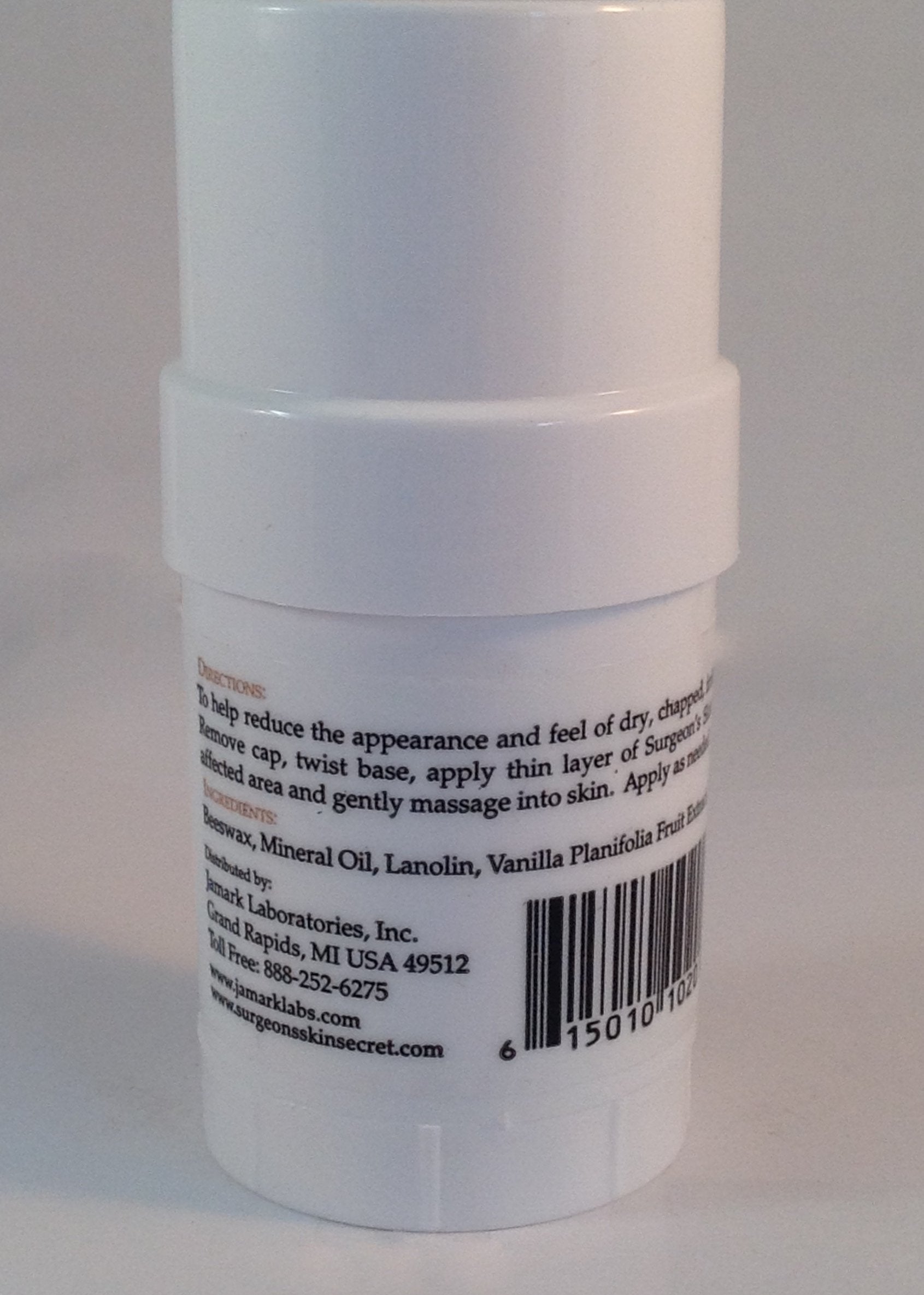 Surgeon's Skin Secret beeswax moisturizer twist-stick protecting hands between washes.