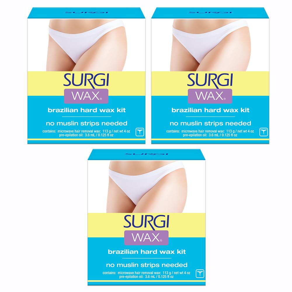 Surgiwax Brazilian hard wax kit with 4 oz boxes for at-home waxing