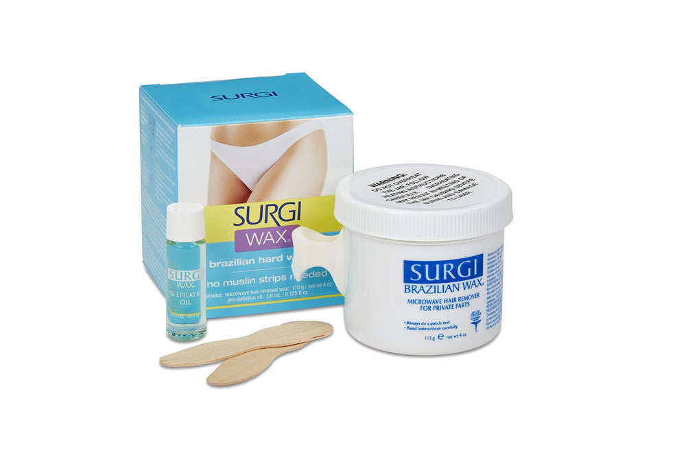 Surgiwax microwave-ready wax pot with a secure handle for safe prep