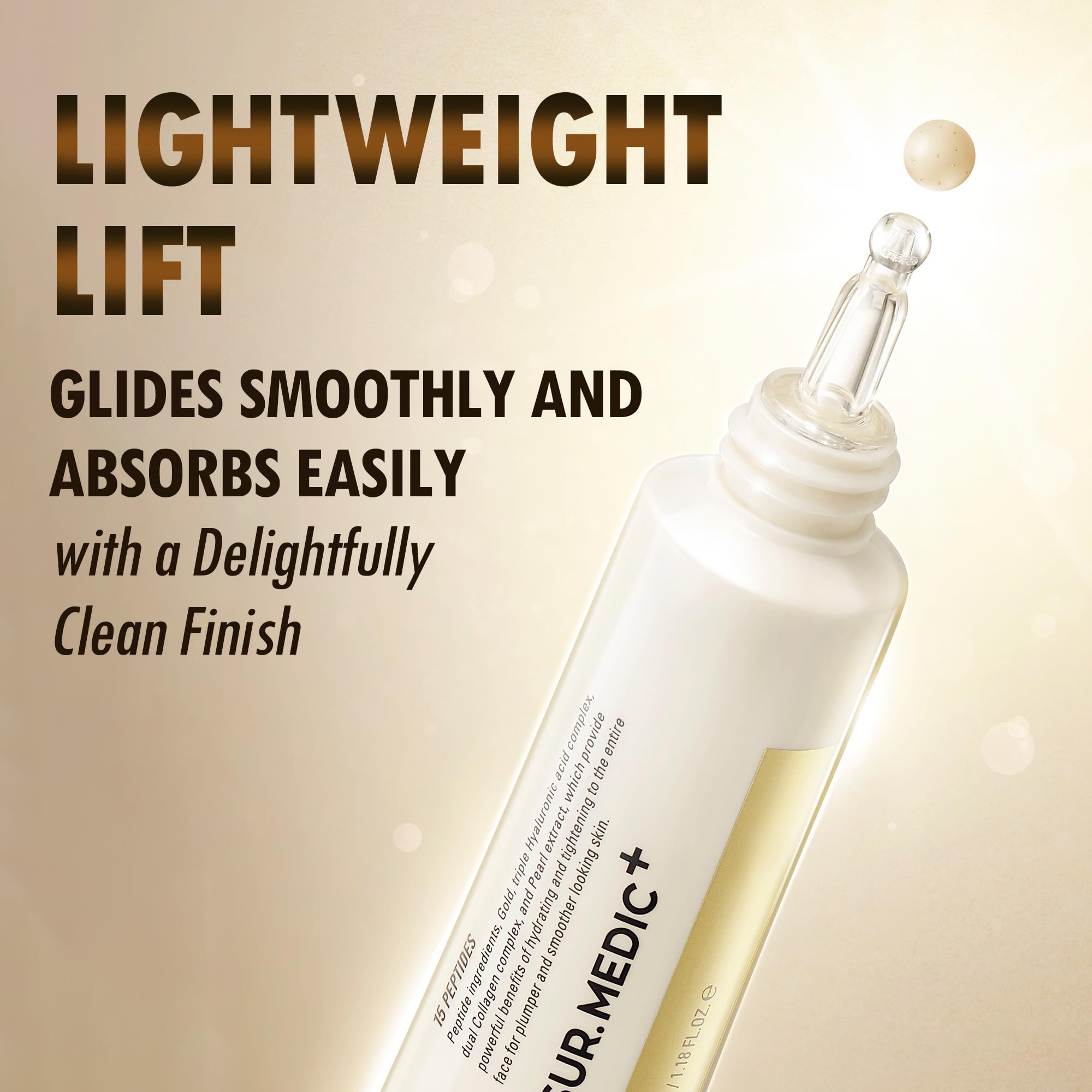 SUR.MEDIC+ 24K Gold Perfection gold flakes close-up suggests vitality and glow.